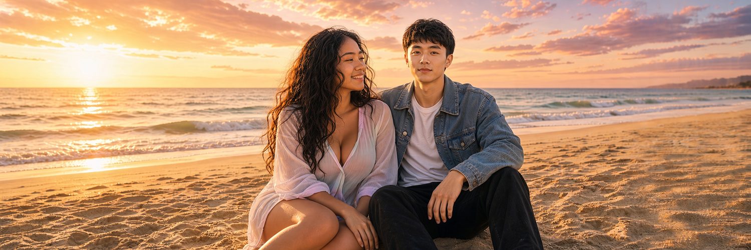 Sunset beach scene